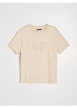 Sinsay - Bawełniana koszulka z nadrukiem - kremowy ze sklepu Sinsay w kategorii T-shirty męskie - zdjęcie 187996751