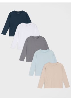 Sinsay - Bawełniane koszulki basic 5 pack - granatowy ze sklepu Sinsay w kategorii T-shirty chłopięce - zdjęcie 187996791