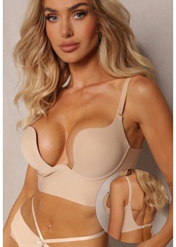Beżowy Biustonosz Miseczka C Typu Push Up na Ramiączkach z Regulacją Mivonara ze sklepu renee.pl w kategorii Biustonosze - zdjęcie 187997264