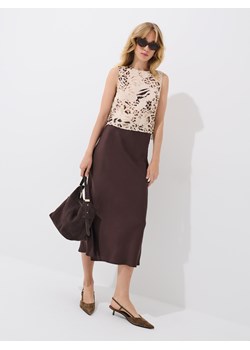 Mohito - Satynowa czekoladowa spódnica midi - ciemnobrązowy ze sklepu Mohito w kategorii Spódnice - zdjęcie 187999230