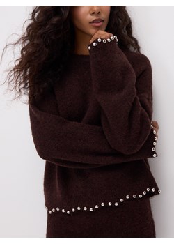 Reserved - Sweter z koralikami - ciemnobrązowy ze sklepu Reserved w kategorii Swetry damskie - zdjęcie 187999520