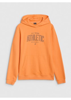 Męska bluza dresowa nierozpinana z kapturem 4F 4FRSS25TSWSM2201 - pomarańczowa ze sklepu Sportstylestory.com w kategorii Bluzy męskie - zdjęcie 187999854