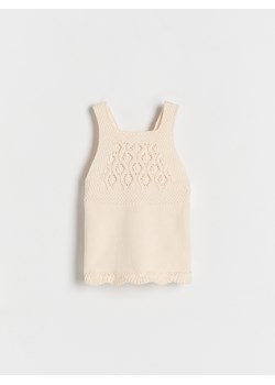 Reserved - Ażurowa spódnica na szelkach - kremowy ze sklepu Reserved w kategorii Spódnice - zdjęcie 188000834