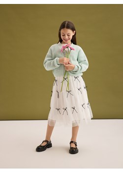 Reserved - Krótki kardigan z kieszeniami - jasnozielony ze sklepu Reserved w kategorii Swetry dziewczęce - zdjęcie 188000950