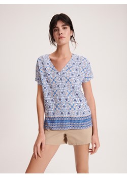 Reserved - Bluzka z wiskozy - niebieski ze sklepu Reserved w kategorii Bluzki damskie - zdjęcie 188000971