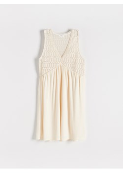 Reserved - Sukienka mini z koronką - kremowy ze sklepu Reserved w kategorii Sukienki - zdjęcie 188001121