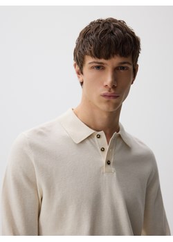 Reserved - Sweter polo z bawełną - beżowy ze sklepu Reserved w kategorii Swetry męskie - zdjęcie 188001292