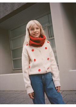 Reserved - Kardigan z kwiatową aplikacją - kremowy ze sklepu Reserved w kategorii Swetry dziewczęce - zdjęcie 188001474