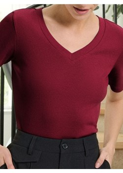 Sinsay - Koszulka z dekoltem V - bordowy ze sklepu Sinsay w kategorii Bluzki damskie - zdjęcie 188001923