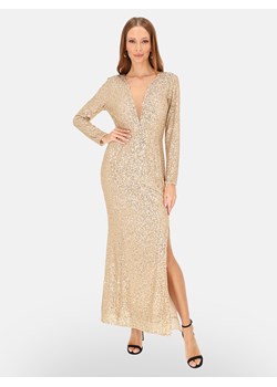 Złota cekinowa sukienka maxi z głębokim dekoltem L’AF Ariela ze sklepu Eye For Fashion w kategorii Sukienki - zdjęcie 188003423