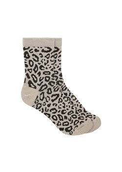 Wojas Beżowo-Brązowe Wysokie Skarpety W Panterkę ze sklepu Wojas w kategorii Skarpetki damskie - zdjęcie 188003490