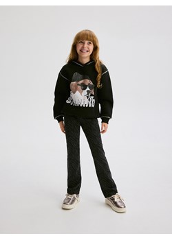 Reserved - Wzorzyste spodnie flare - ciemnoszary ze sklepu Reserved w kategorii Spodnie dziewczęce - zdjęcie 188003924