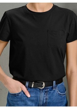 Sinsay - Bawełniana koszulka z kieszonką - czarny ze sklepu Sinsay w kategorii Bluzki damskie - zdjęcie 188003974