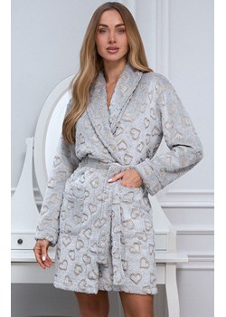 Szlafrok damski z motywem serduszek Luna, Kolor szary-wzór, Rozmiar S, Momenti per me ze sklepu Primodo w kategorii Szlafroki damskie - zdjęcie 188004512