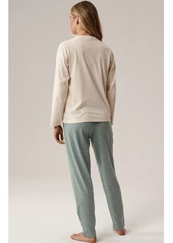 Atlantic długa bawełniana piżama damska NLP-502-ECRC_ZIEJ, Kolor ecru-zielony, Rozmiar M, ATLANTIC ze sklepu Intymna w kategorii Piżamy damskie - zdjęcie 188004624