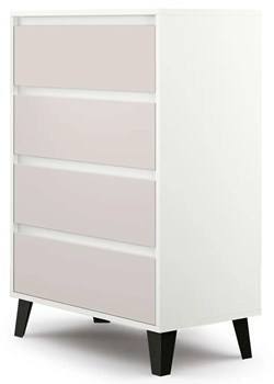 Komoda z 4 szufladami na czarnych nóżkach biały + kaszmir R7-N73 ze sklepu Edinos.pl w kategorii Komody - zdjęcie 188004742