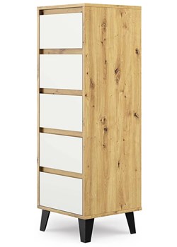 Wysoka komoda na nóżkach z 5 szufladami dąb artisan + biały M0-S86 ze sklepu Edinos.pl w kategorii Komody - zdjęcie 188004794