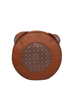 brązowa okrągła damska skórzana torebka na ramię Holy ze sklepu Słoń Torbalski w kategorii Listonoszki - zdjęcie 188006171