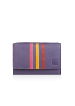 fioletowy portfel skórzany damski z ozdobnymi wstawkami ze sklepu Słoń Torbalski w kategorii Portfele damskie - zdjęcie 188006240