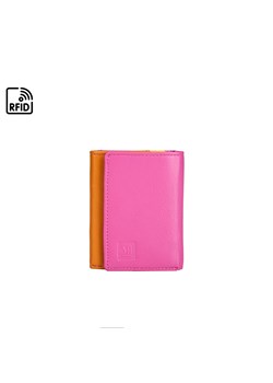 różowo-niebieski kolorowy mały portfel skórzany z wyciaganym etui na ze sklepu Słoń Torbalski w kategorii Portfele damskie - zdjęcie 188006244