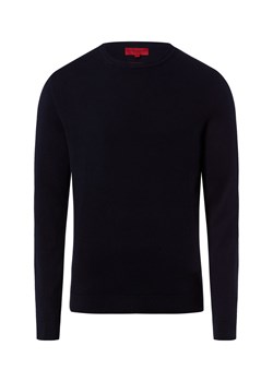 Finshley & Harding Męski sweter z dzianiny Mężczyźni Bawełna granatowy jednolity ze sklepu vangraaf w kategorii Swetry męskie - zdjęcie 188006271