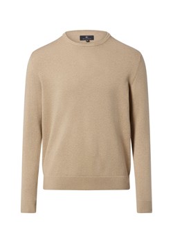 Nils Sundström Męski sweter z dzianiny Mężczyźni Bawełna beżowy marmurkowy ze sklepu vangraaf w kategorii Swetry męskie - zdjęcie 188006282