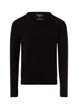 Nils Sundström Męski sweter z dzianiny Mężczyźni Bawełna czarny jednolity ze sklepu vangraaf w kategorii Swetry męskie - zdjęcie 188006291