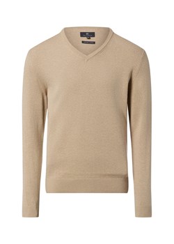 Nils Sundström Męski sweter z dzianiny Mężczyźni Bawełna beżowy marmurkowy ze sklepu vangraaf w kategorii Swetry męskie - zdjęcie 188006294