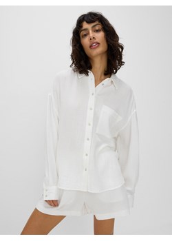 Reserved - Koszula z bawełnianego muślinu - biały ze sklepu Reserved w kategorii Koszule damskie - zdjęcie 188006980