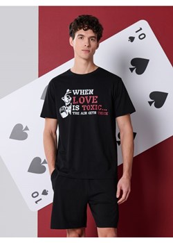 Sinsay - Bawełniana piżama dwuczęściowa z napisem - czarny ze sklepu Sinsay w kategorii Piżamy męskie - zdjęcie 188007503