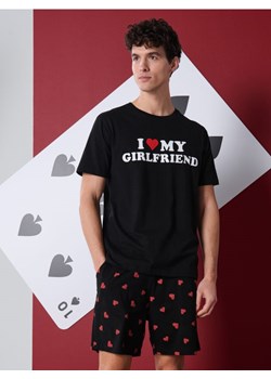 Sinsay - Bawełniana piżama dwuczęściowa z nadrukiem - czarny ze sklepu Sinsay w kategorii Piżamy męskie - zdjęcie 188007504