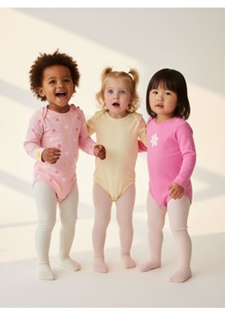 Sinsay - Bawełniane body z długim rękawem 3 pack - różowy ze sklepu Sinsay w kategorii Body niemowlęce - zdjęcie 188007574