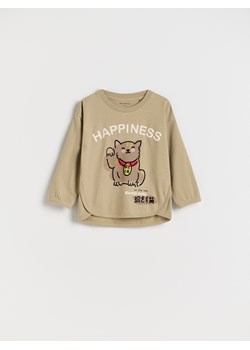 Reserved - Longsleeve z grubszej dzianiny - beżowy ze sklepu Reserved w kategorii T-shirty chłopięce - zdjęcie 188008794