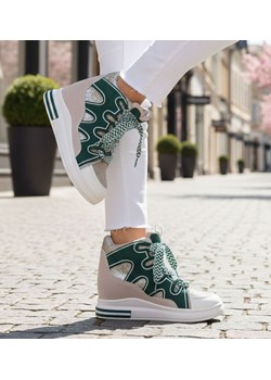 Trampki damskie na koturnie /F5-3 15821 D430/ ze sklepu Pantofelek24.pl w kategorii Trampki damskie - zdjęcie 188015213