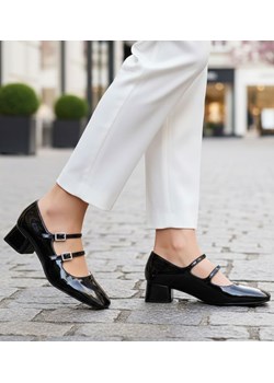 Czarne czółenka z paskiem na niskim obcasie /F10-1 17514  W182/ ze sklepu Pantofelek24.pl w kategorii Czółenka - zdjęcie 188015281