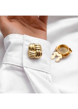 Spinki do mankietów na guziki złote kwadrat pleciony do koszuli damskiej ze sklepu otien.com w kategorii Spinki do mankietów - zdjęcie 188015971