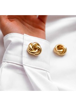 Spinki do mankietów na guziki złote precelek eleganckie do koszuli damskiej ze sklepu otien.com w kategorii Spinki do mankietów - zdjęcie 188015972