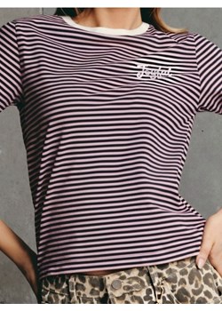 Sinsay - Koszulka w paski z haftowanym napisem - wielobarwny ze sklepu Sinsay w kategorii Bluzki damskie - zdjęcie 188017082