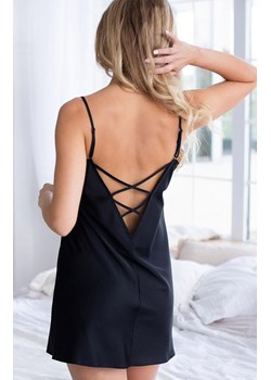 Krótka koszulka nocna z matowej satyny 3601 Dark Angel, Kolor czarny, Rozmiar S, KLEO ze sklepu Primodo w kategorii Koszule nocne - zdjęcie 188017612