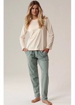 Atlantic długa bawełniana piżama damska NLP-502-ECRC_ZIEJ, Kolor ecru-zielony, Rozmiar M, ATLANTIC ze sklepu Intymna w kategorii Piżamy damskie - zdjęcie 188017821