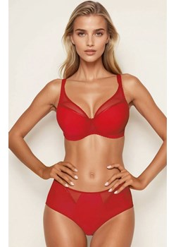 Biustonosz push-up czerwony gładki Ellie, Kolor czerwony, Rozmiar 65C, PariPari Lingerie ze sklepu Intymna w kategorii Biustonosze - zdjęcie 188017863