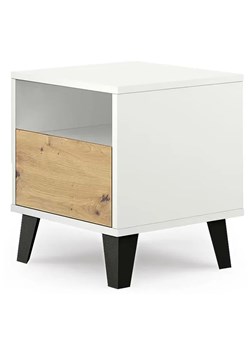 Szafka nocna z szufladą i półką biały + dąb artisan W8-B77 ze sklepu Edinos.pl w kategorii Stoliki i szafki nocne - zdjęcie 188018060