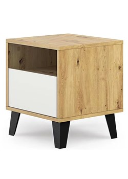 Stolik nocny do sypialni skandynawskiej dąb artisan + biały M7-M15 ze sklepu Edinos.pl w kategorii Stoliki i szafki nocne - zdjęcie 188018073