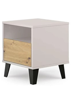 Szafka nocna z półką i szufladą kaszmir + dąb artisan A8-H10 ze sklepu Edinos.pl w kategorii Stoliki i szafki nocne - zdjęcie 188018094