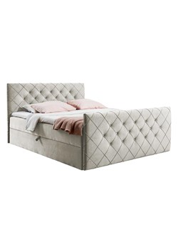 Kremowe łóżko kontynentalne z pojemnikiem 5 rozmiarów G9-N18 ze sklepu Edinos.pl w kategorii Łóżka i materace - zdjęcie 188018120