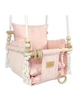 Różowa drewniana huśtawka dla niemowlaka F4-G55 ze sklepu Edinos.pl w kategorii Pokój dziecięcy - zdjęcie 188018130
