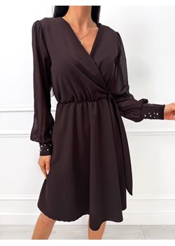 Ciemnobrązowa Sukienka z Wiązaniem ze sklepu ModnaKiecka.pl w kategorii Sukienki - zdjęcie 188020632