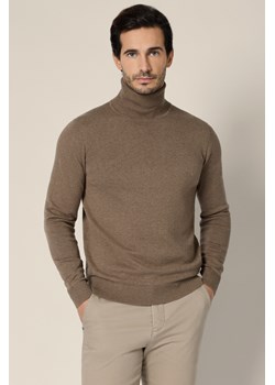 Golf Męski Ciemnobeżowy Bawełniany Sindre ze sklepu Lancerto S.A. w kategorii Swetry męskie - zdjęcie 188020781