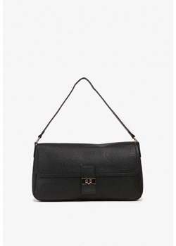 Czarna Prostokątna Torebka na Ramię z Metaliczną Ozdobą Durrive ze sklepu born2be.pl w kategorii Listonoszki - zdjęcie 188021031