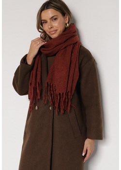 Bordowy Klasyczny Szalik Zdobiony Frędzlami Vetilana ze sklepu born2be.pl w kategorii Szaliki i chusty damskie - zdjęcie 188021731